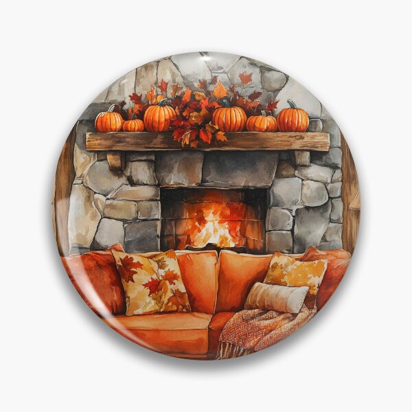 Item preview, Cozy Autumn Living Room – Watercolor Fireplace Scene designed and sold by EmeraldeaArt.