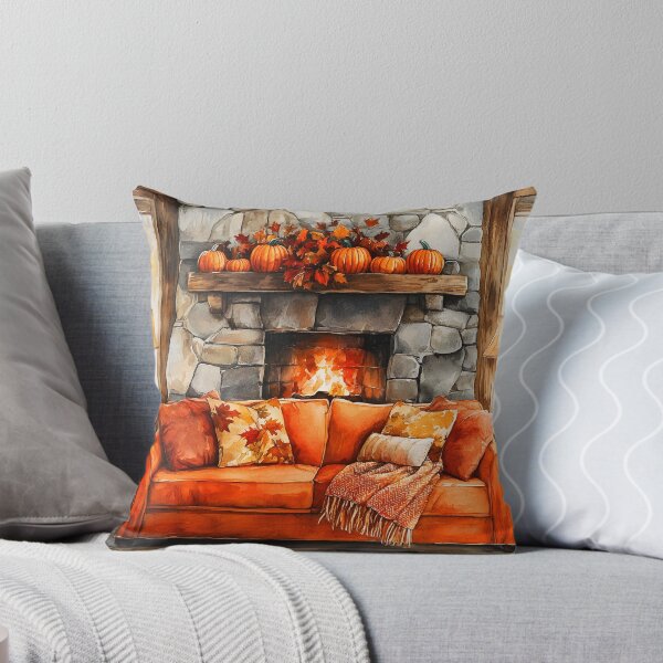 Item preview, Cozy Autumn Living Room – Watercolor Fireplace Scene designed and sold by EmeraldeaArt.