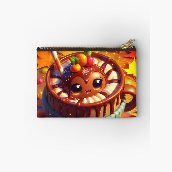 Item preview, Cozy Autumn Hot Chocolate – Kawaii Cup with Fall Leaves designed and sold by EmeraldeaArt.