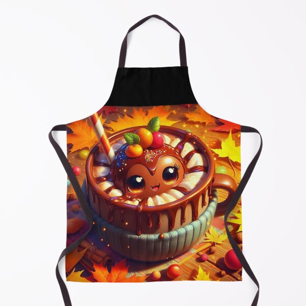 Item preview, Cozy Autumn Hot Chocolate – Kawaii Cup with Fall Leaves designed and sold by EmeraldeaArt.