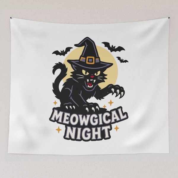 Item preview, Meowgical Night Black Cat Witch Halloween designed and sold by SnappyPNG.