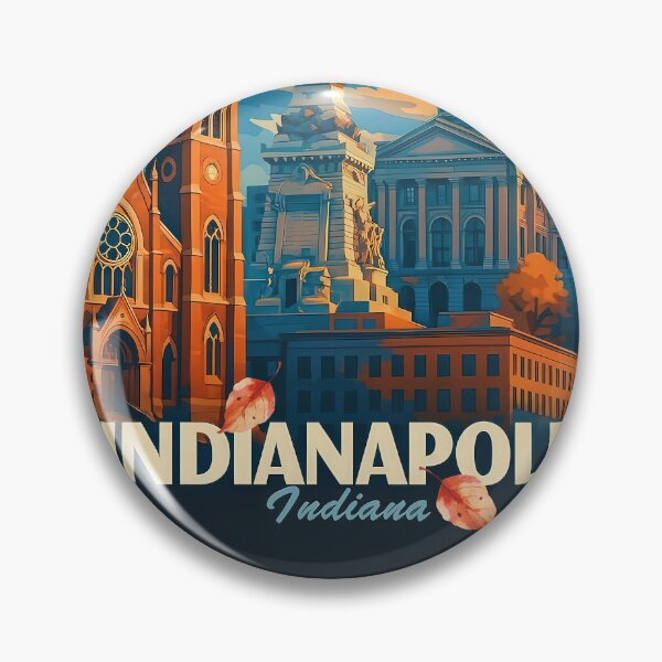Artikelvorschau, Indianapolis Indiana USA Travel Art – Retro Autumn Dreams entworfen und verkauft von Earth Celebration Designs.