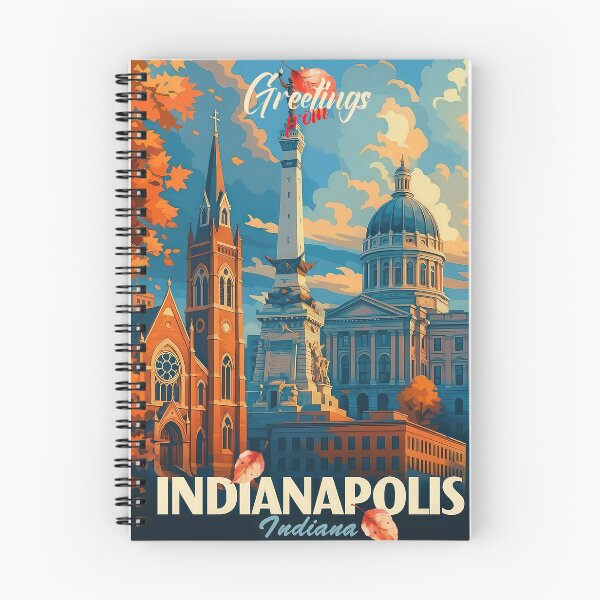 Aperçu de l'œuvre Indianapolis, Indiana, États-Unis – Art de voyage : Rêves d’automne rétro créée et vendue par Earth Celebration Designs.