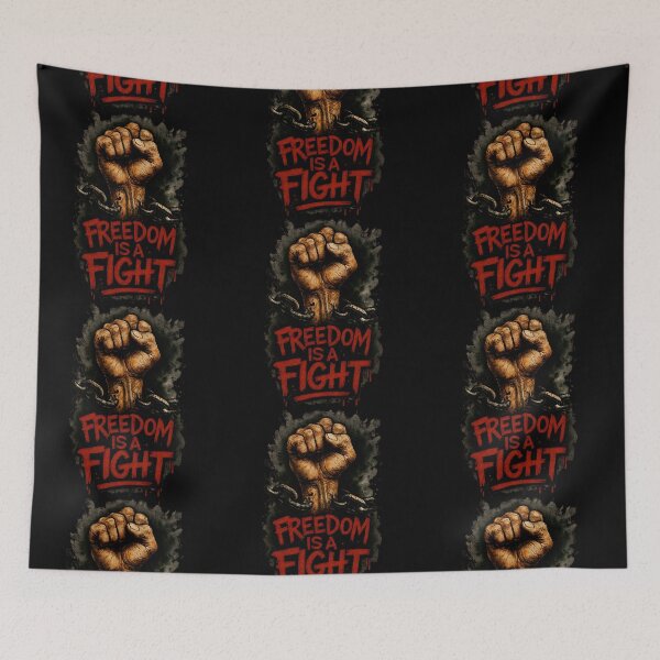 Item preview, Freedom Is a Fight – Powerful Resistance Fist Breaking Chains designed and sold by Psycho-Crazy.