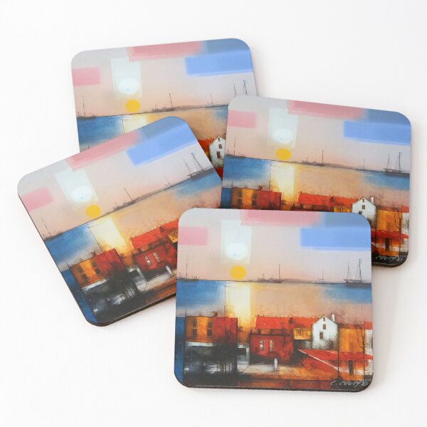Item preview, harbor with setting sun designed and sold by couryart2019.
