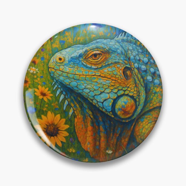 Item preview, Arte colorido de iguanas: lagarto psicodélico en un prado de flores silvestres designed and sold by RetroRespect.