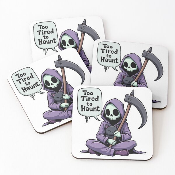 Item preview, Too Tired to Haunt - Grim Reaper with Cat designed and sold by driftwellstudio.