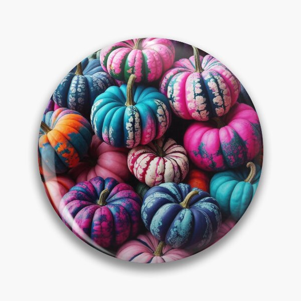 Item preview, Fantasy Pumpkin Stack – Bold Pink and Blue Autumn Magic designed and sold by EmeraldeaArt.