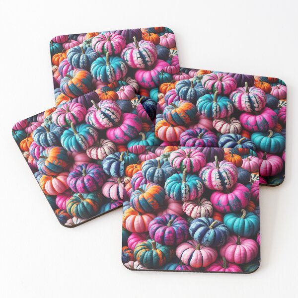 Item preview, Fantasy Pumpkin Stack – Bold Pink and Blue Autumn Magic designed and sold by EmeraldeaArt.