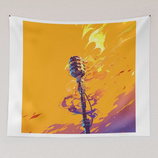 Item preview, Fiery Microphone Silhouette designed and sold by Christian Weiss.