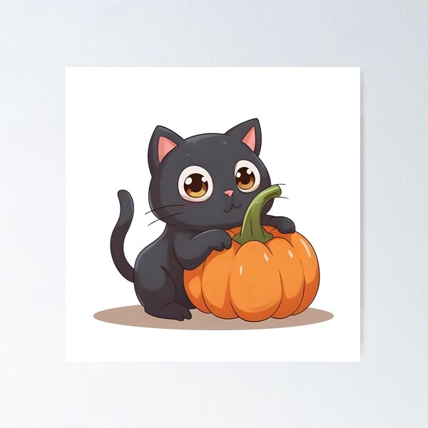 Item preview, Kawaii Black Cat with Pumpkin – Cute Halloween Design designed and sold by Dream Magic Co.