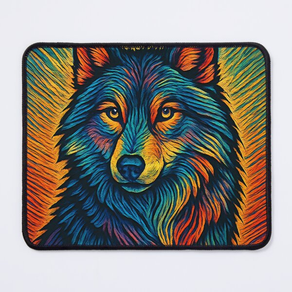 Item preview, "Vibrant Expressionist Wolf – Tribal Rainbow Spirit Animal Art" designed and sold by alw951.