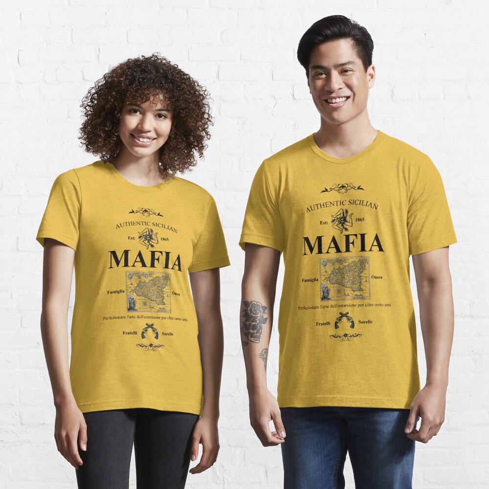 Mafia Authentic Logo Sicily Italy Slogan Tee Shirt" Essential T-Shirt Sale by | Redbubble