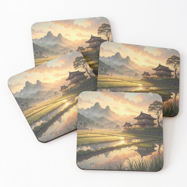 Item preview, Japanese Mountain Village at Golden Hour designed and sold by MugnificentShop.