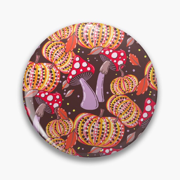 Item preview, Colorfall Season Fall Pattern | Intricate Pumpkins, Mushrooms & Autumn Leaves on Dark Brown Background, Seasonal Botanical Design designed and sold by indysign.