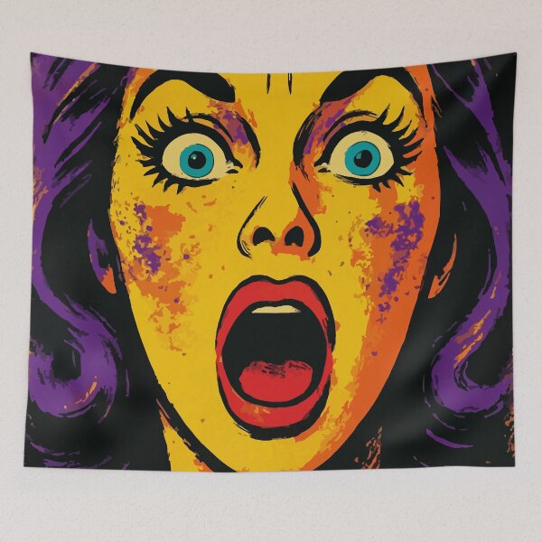 Item preview, Pop Art Screaming Woman with Vibrant Colors designed and sold by -DEEWOLF-.