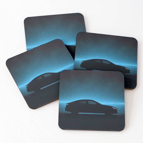 Item preview, Neon Cyan Horizon – Minimalist Car Silhouette designed and sold by PosterFuel.