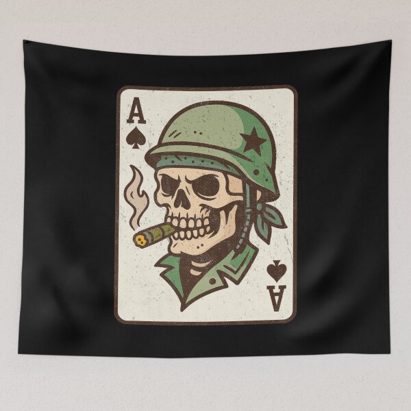 Item preview, Soldier Skull Ace of Spades Death Card Vintage designed and sold by UNK-Fatigues.