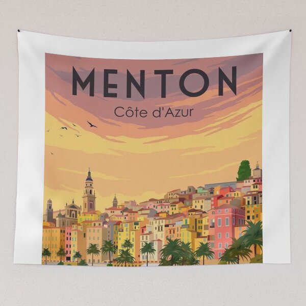Item preview, Menton: French Riviera Vintage Poster designed and sold by ArtByRahim.