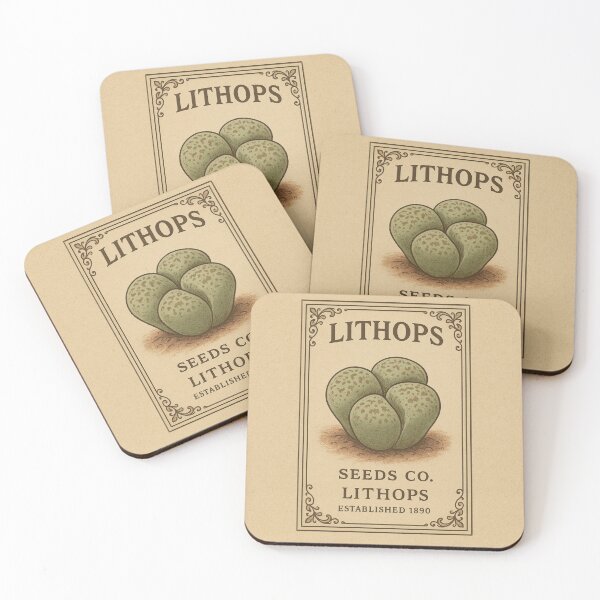 Item preview, Vintage Succulent Seed Packet – Antique Lithops Botanical Print designed and sold by Moodune.