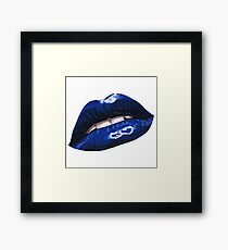 Blue Layered Graphic Lips Framed Print