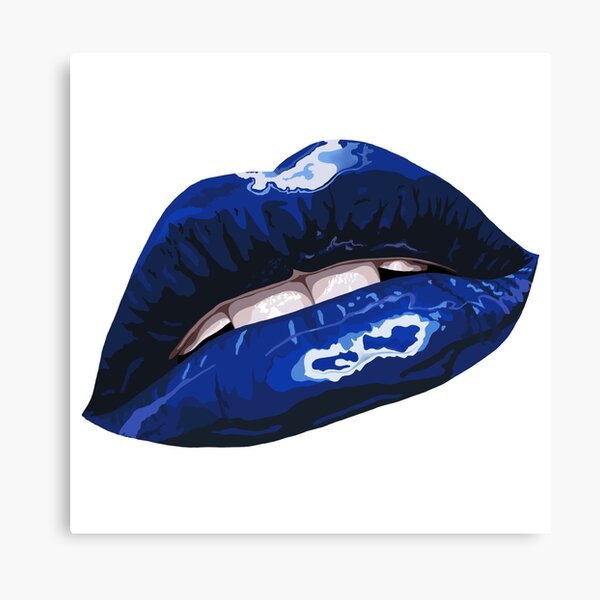 Blue Layered Graphic Lips Canvas Print