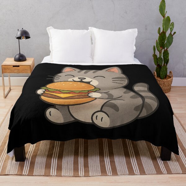 Item preview, Cute Kawaii Cat Eating Burger – Funny Cheeseburger Lover Cartoon Design designed and sold by FORYOUOFFICIAL.
