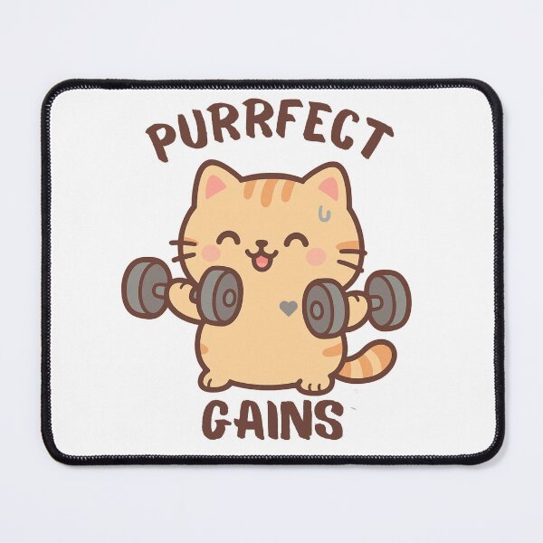 Item preview, Cute Gym Cat with Dumbbells - Purffect Gains designed and sold by tryingsalesman.