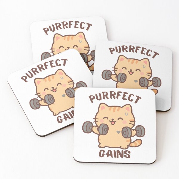 Item preview, Cute Gym Cat with Dumbbells - Purffect Gains designed and sold by tryingsalesman.