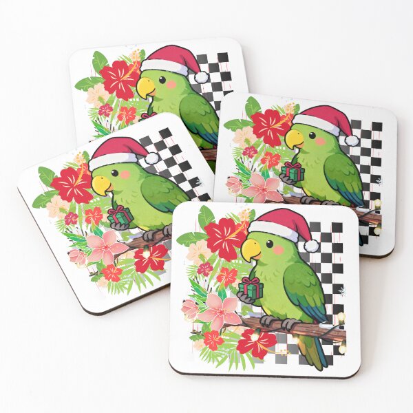 Item preview, Funny Tropical Parrot Christmas Design | Festive Beach Vacation with Checkerboard & Tropical Flowers designed and sold by Sun Sand & Sea Art.
