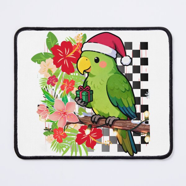 Item preview, Funny Tropical Parrot Christmas Design | Festive Beach Vacation with Checkerboard & Tropical Flowers designed and sold by Sun Sand & Sea Art.