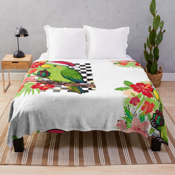 Item preview, Funny Tropical Parrot Christmas Design | Festive Beach Vacation with Checkerboard & Tropical Flowers designed and sold by Sun Sand & Sea Art.