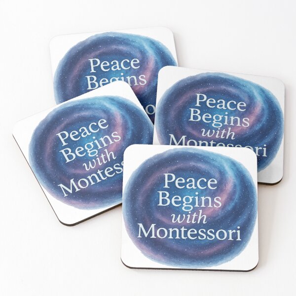 Item preview, Peace Begins with Montessori – Cosmic Watercolor Design designed and sold by MforMontessori.