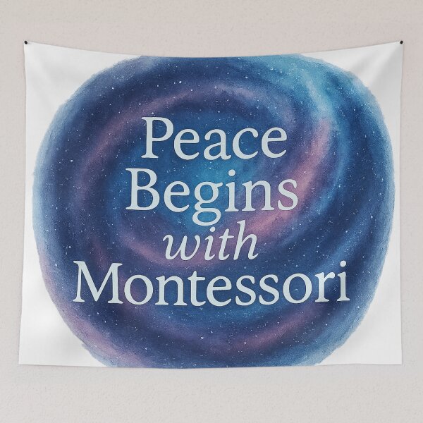 Item preview, Peace Begins with Montessori – Cosmic Watercolor Design designed and sold by MforMontessori.