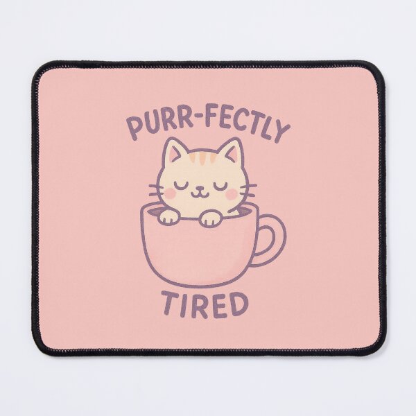 Aperçu de l'œuvre Motif de chat mignon et fatigué ronronnant créée et vendue par NovaMoodCo.