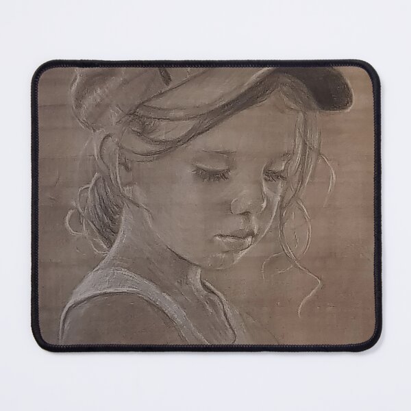 Item preview, Quiet Reflection – Charcoal Portrait of a Girl in a Hat by Avril Thomas designed and sold by AvrilThomasart.