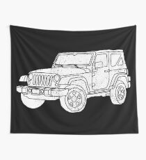 Jeep - White Wall Tapestry