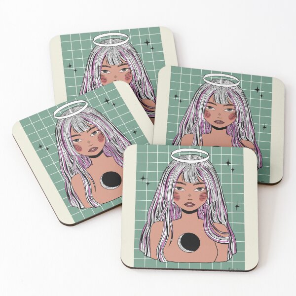 Item preview, Angel 2 - Line Art Girl Sticker – Manga-Inspired Illustration designed and sold by cecilianan.