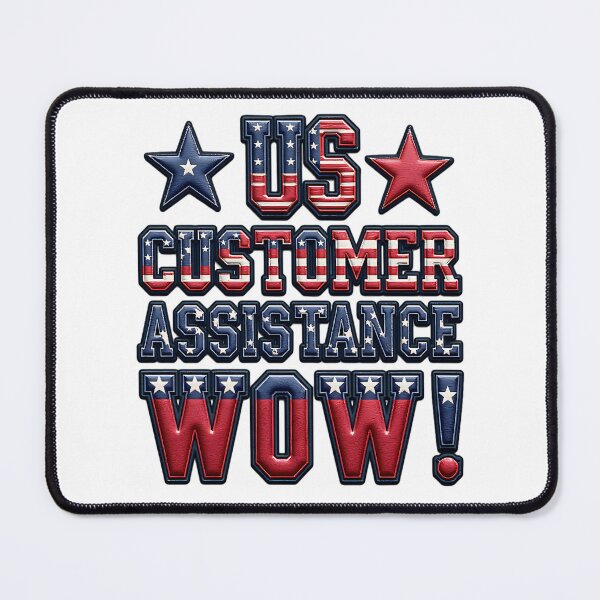 Item preview, US Customer Assistance Wow Funny Patriotic Work Quote American Flag designed and sold by ArtDesignTp.