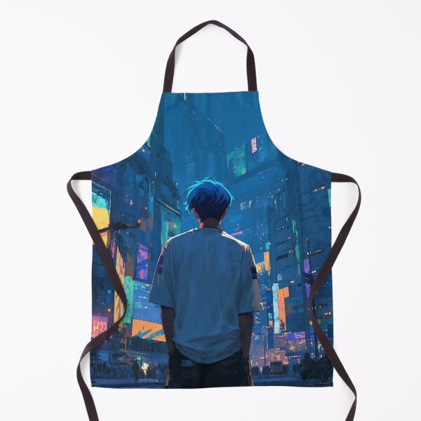 Item preview, Cyberpunk anime boy in futuristic neon city designed and sold by Meiersbeste.