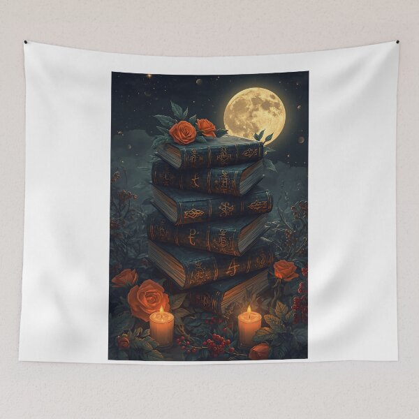 Artikelvorschau, Bücher Nacht Halloween Vollmond entworfen und verkauft von The Dream Lab.