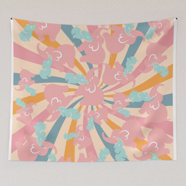 Item preview, Spiral pink elephants pattern  designed and sold by Britishdelights.
