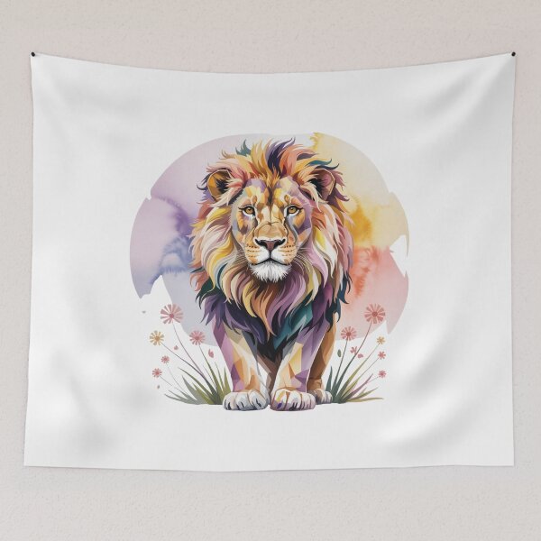 Item preview, Multicolored geometric watercolor lion designed and sold by bsbd-action.