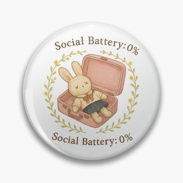 Item preview, Social Battery 0% - Cute Tired Bunny in Suitcase | Kawaii Introvert Humor Design for Mental Health, Students & Cozy Aesthetic Fans designed and sold by inkoutninja.