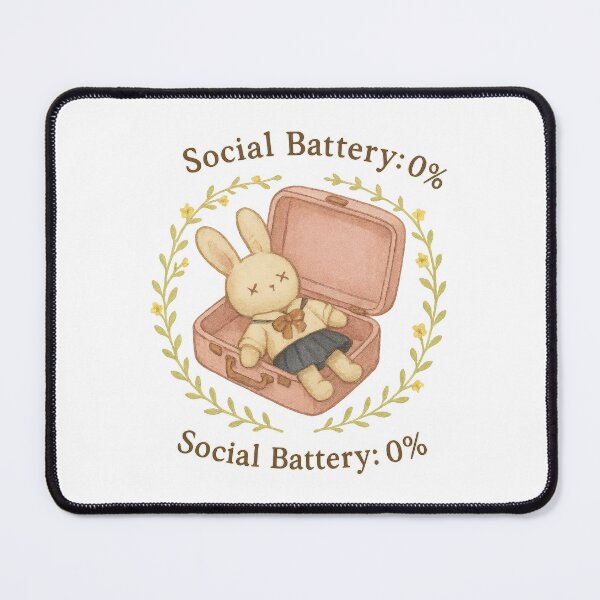 Item preview, Social Battery 0% - Cute Tired Bunny in Suitcase | Kawaii Introvert Humor Design for Mental Health, Students & Cozy Aesthetic Fans designed and sold by inkoutninja.