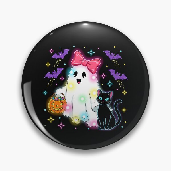 Item preview, Floral Colorful Ghost Black Cat Coquette Bow Halloween Women designed and sold by cawtoon.