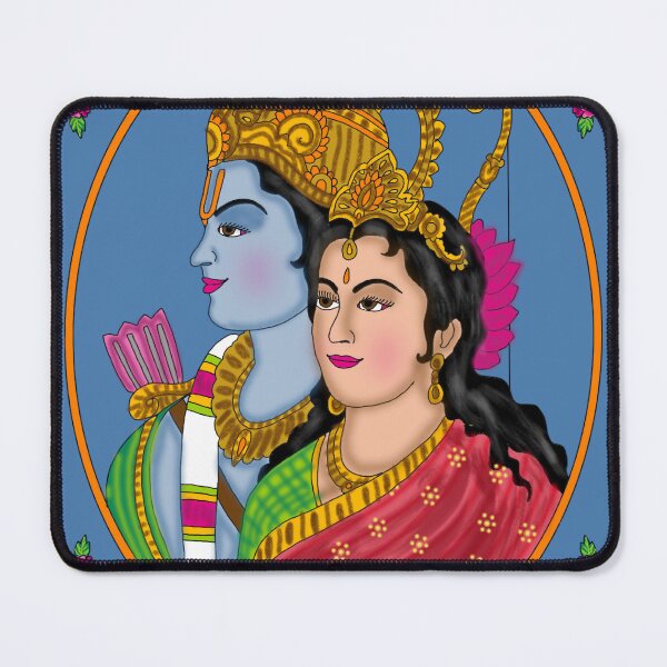 Item preview, Sita Ram Digital Painting | Hindu Devotional Wall Art, Spiritual Couple Artwork designed and sold by Harshit_Digital_Arts.