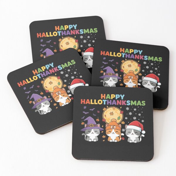 Item preview, Halloween Thanksgiving Christmas Happy HalloThanksMas Cats designed and sold by cawtoon.