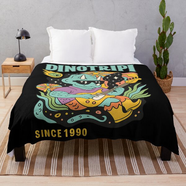 Item preview, Dinotripi Psychedelic Dinosaur Playing Guitar Retro Trippy Cosmic Music designed and sold by REBECCAMUNO.