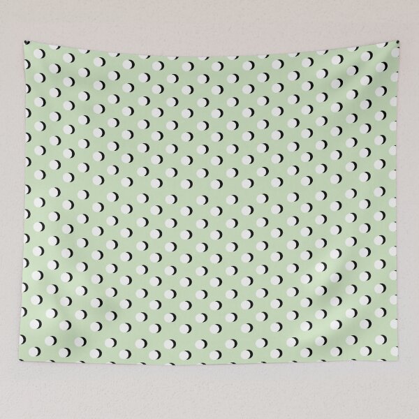 Item preview, Abstract geometric pattern with polka dots  on mint background designed and sold by RosebudTextilesArt.